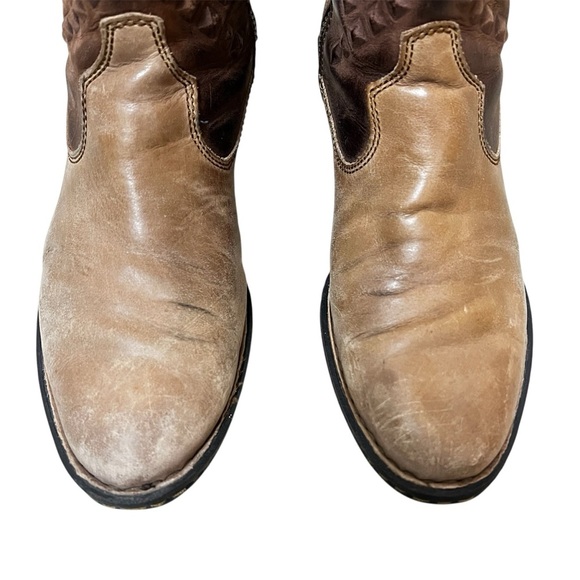 Born Brown Tan 7 Leather Distressed Western Cowboy Boho Comfort Ankle Boots - Picture 4 of 12